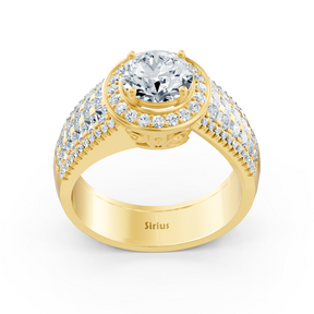 Bague triple couche en or jaune 14 carats avec diamants