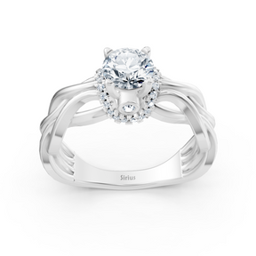 White Gold Diamond Twist Engagement Ring - Solitaire Design
