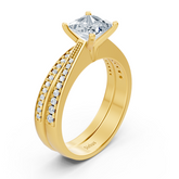 Gelbgold Diamant Prinzessschliff Vorsteckring mit Akzenten
