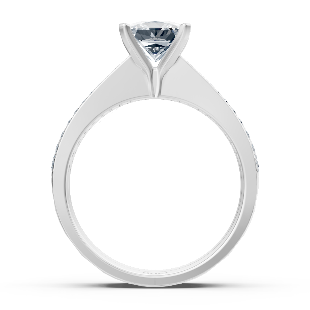 Bague empilable en or blanc avec diamants taille princesse et accents