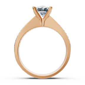 Roségold Diamant Prinzessschliff Vorsteckring mit Akzenten