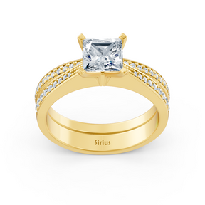 Gelbgold Diamant Prinzessschliff Vorsteckring mit Akzenten