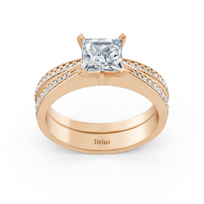 Roségold Diamant Prinzessschliff Vorsteckring mit Akzenten