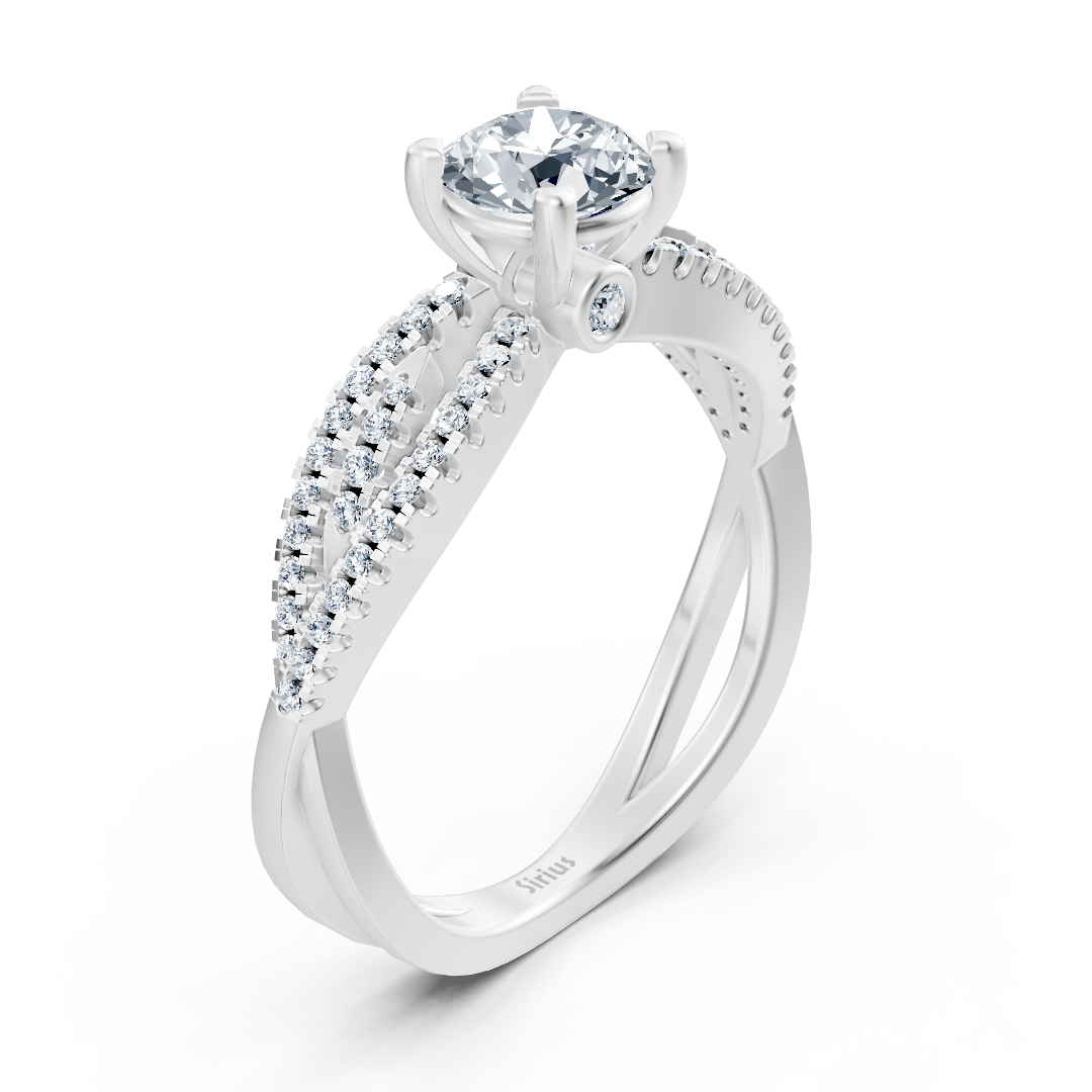 White gold diamond engagement ring "Open Band"