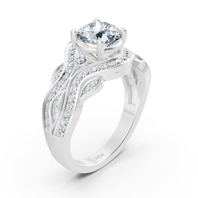 White gold diamond engagement ring "Romantic Leaves"