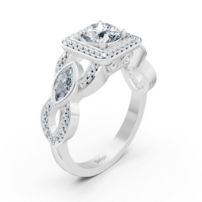 Graceful Marquise 14 Karat Weissgold Diamantring