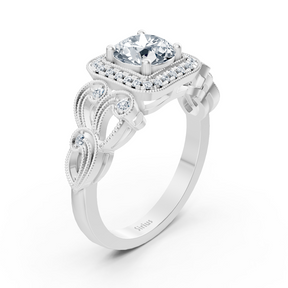 Vintage Romance 14 Karat Weissgold Weisstopas Diamantring