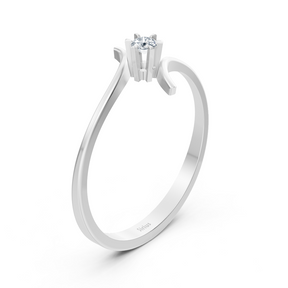Bague solitaire en or blanc et diamant simple