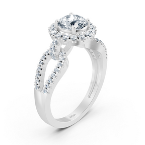 Halo diamond engagement ring in 14-carat white gold