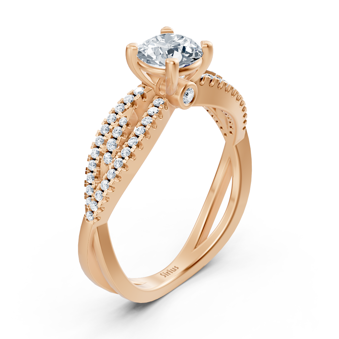 Roségold Diamant Verlobungsring "Offene Schiene"