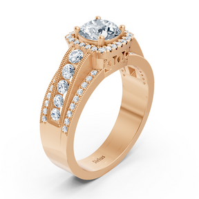 Bague en or rose 14 carats avec diamants Brilliant Aura