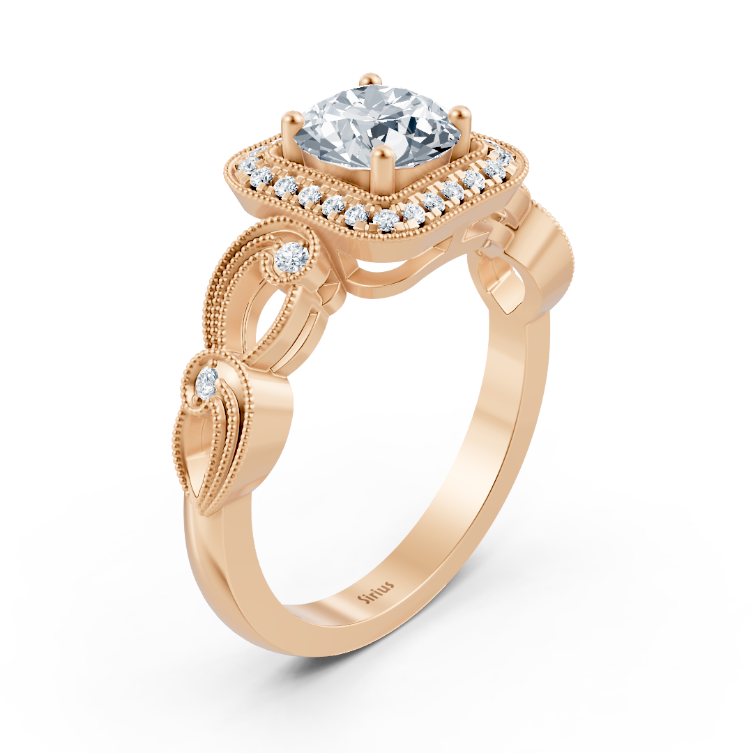 Vintage Elegance 14 Karat Roségold Weisstopas Diamantring