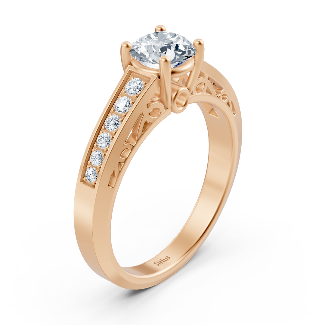 Roségold Diamant Weisstopas Solitärring mit Akzent Diamanten