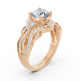 Rosegold Weisstopas Diamant Verlobungsring "Romantische Blätter"