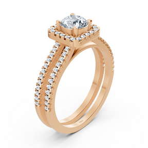 rose gold diamond halo ring