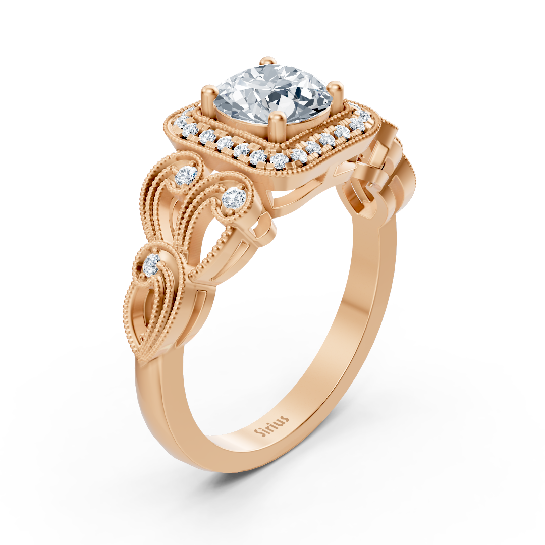 Vintage Romance 14 Karat Roségold Weisstopas Diamantring