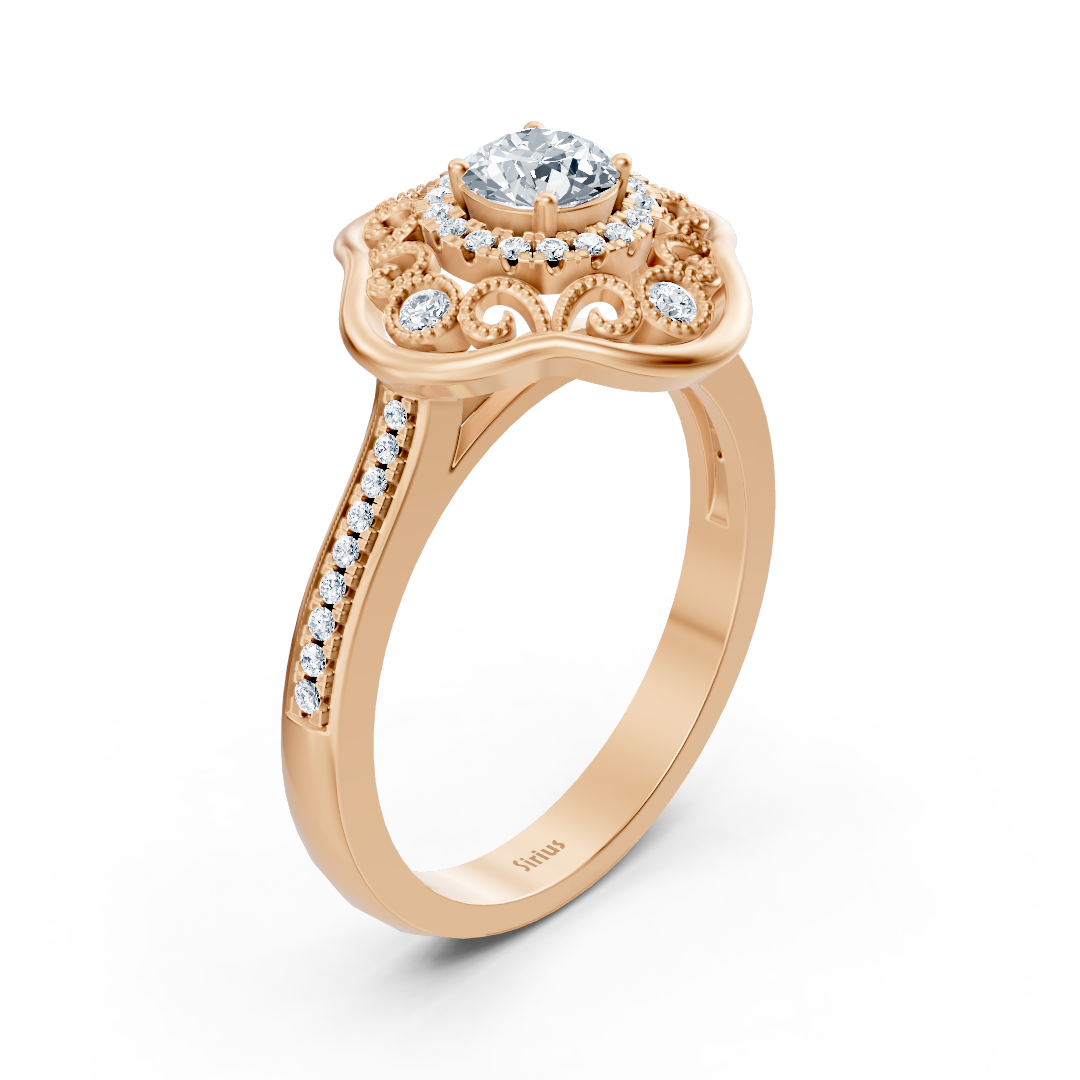 Blooming Brilliance 14k rose gold flower diamond ring