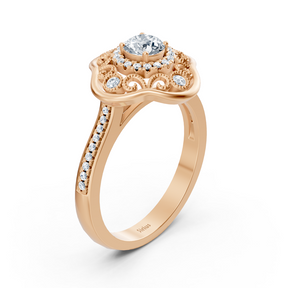 Bague Blooming Brilliance en or rose 14 carats avec diamants et fleurs