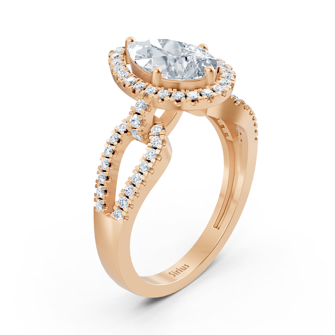 Majestic Pear 14k rose gold marquise diamond ring
