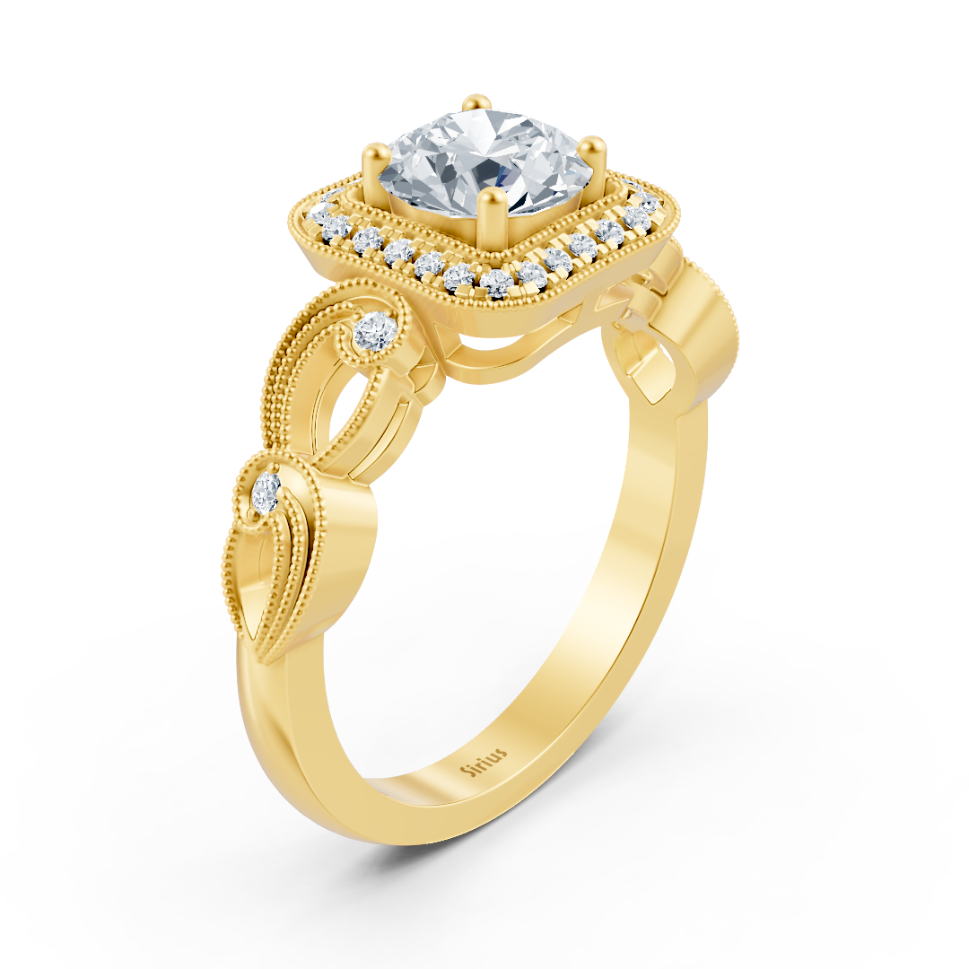 Vintage Elegance 14 Karat Gelbgold Weisstopas Diamantring
