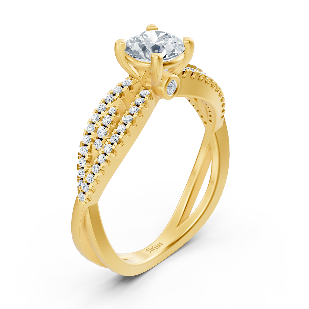 Yellow gold diamond engagement ring "Open Band"