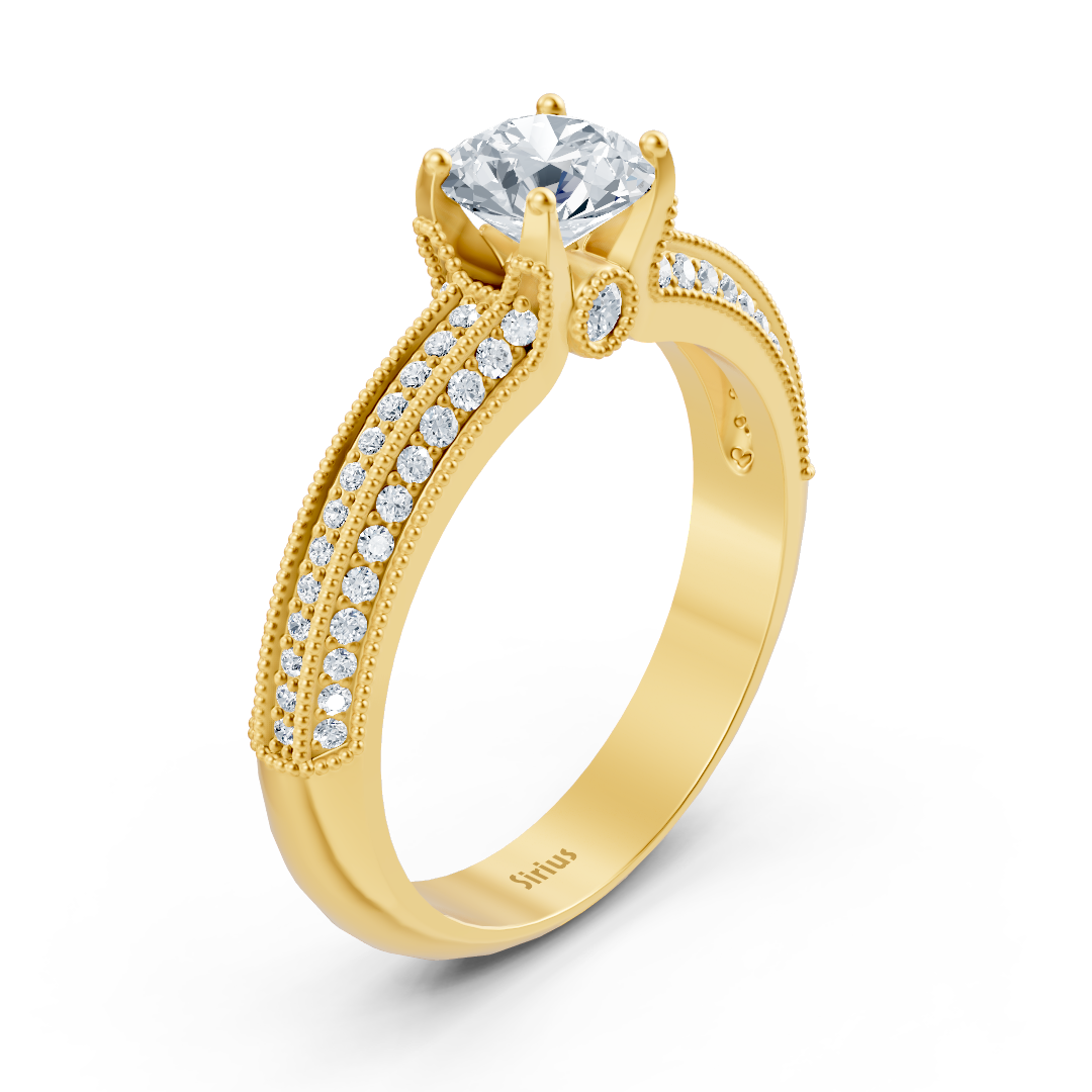 Yellow Gold Diamond Bypass Ring - Sparkling &amp; Romantic