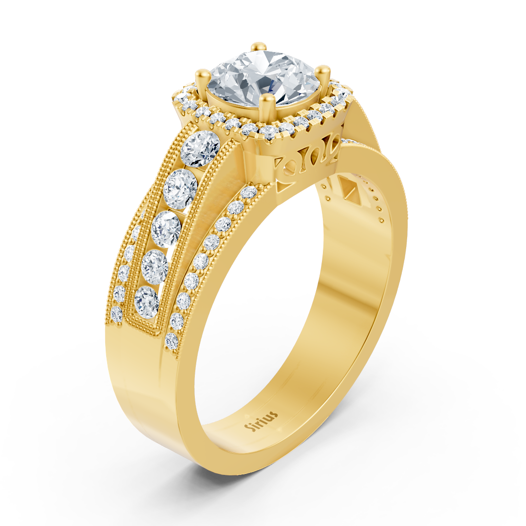Brilliant Aura 14 carat yellow gold diamond ring