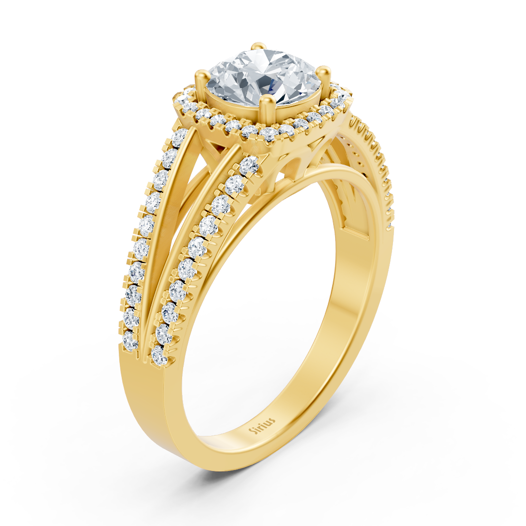 Zarter Halo Diamant Verlobungsring aus 14 Karat Gelbgold