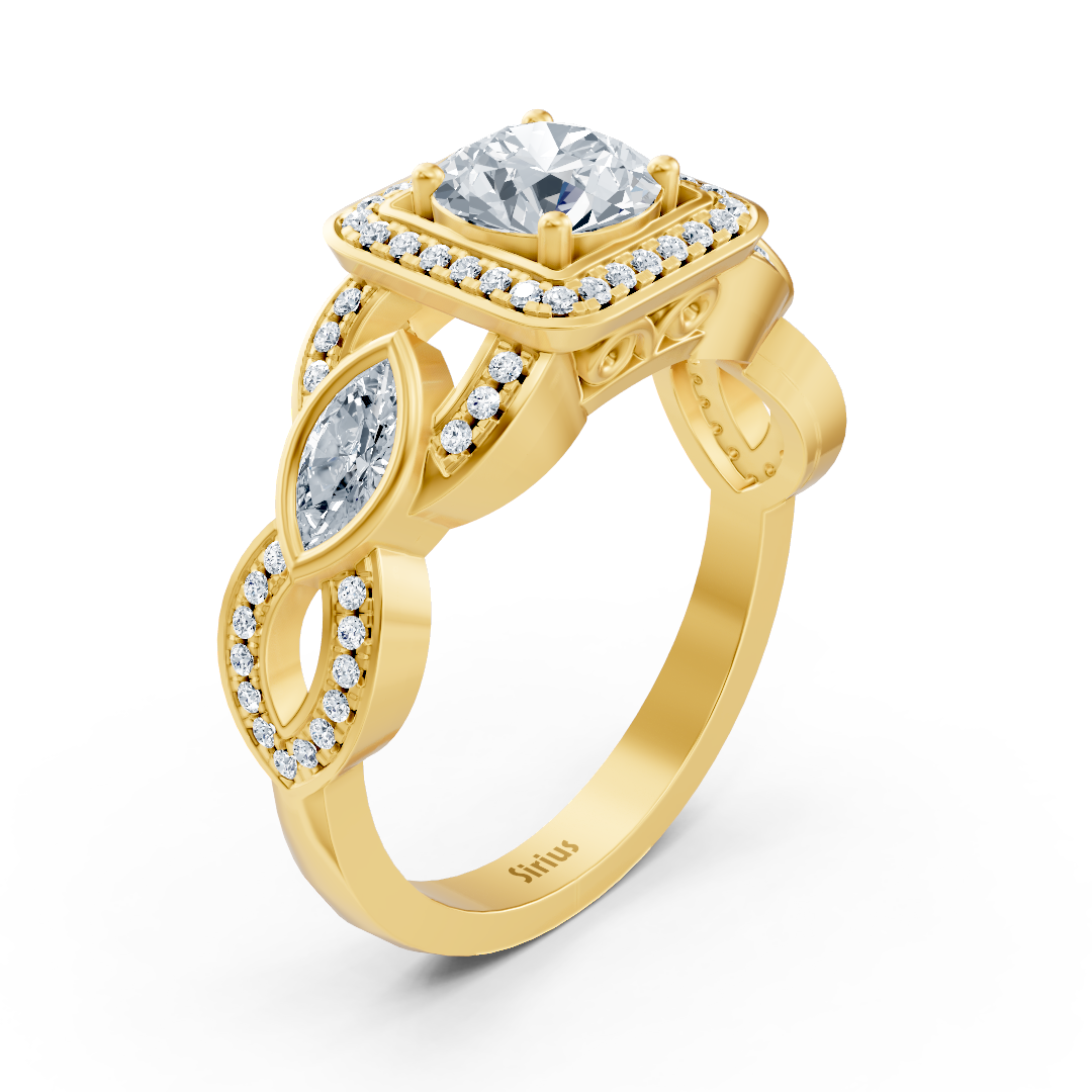 Graceful Marquise 14k Yellow Gold Diamond Ring