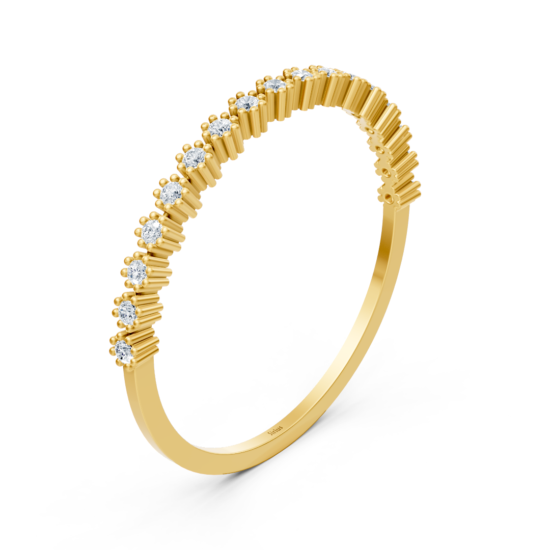 yellow gold diamond wave ring