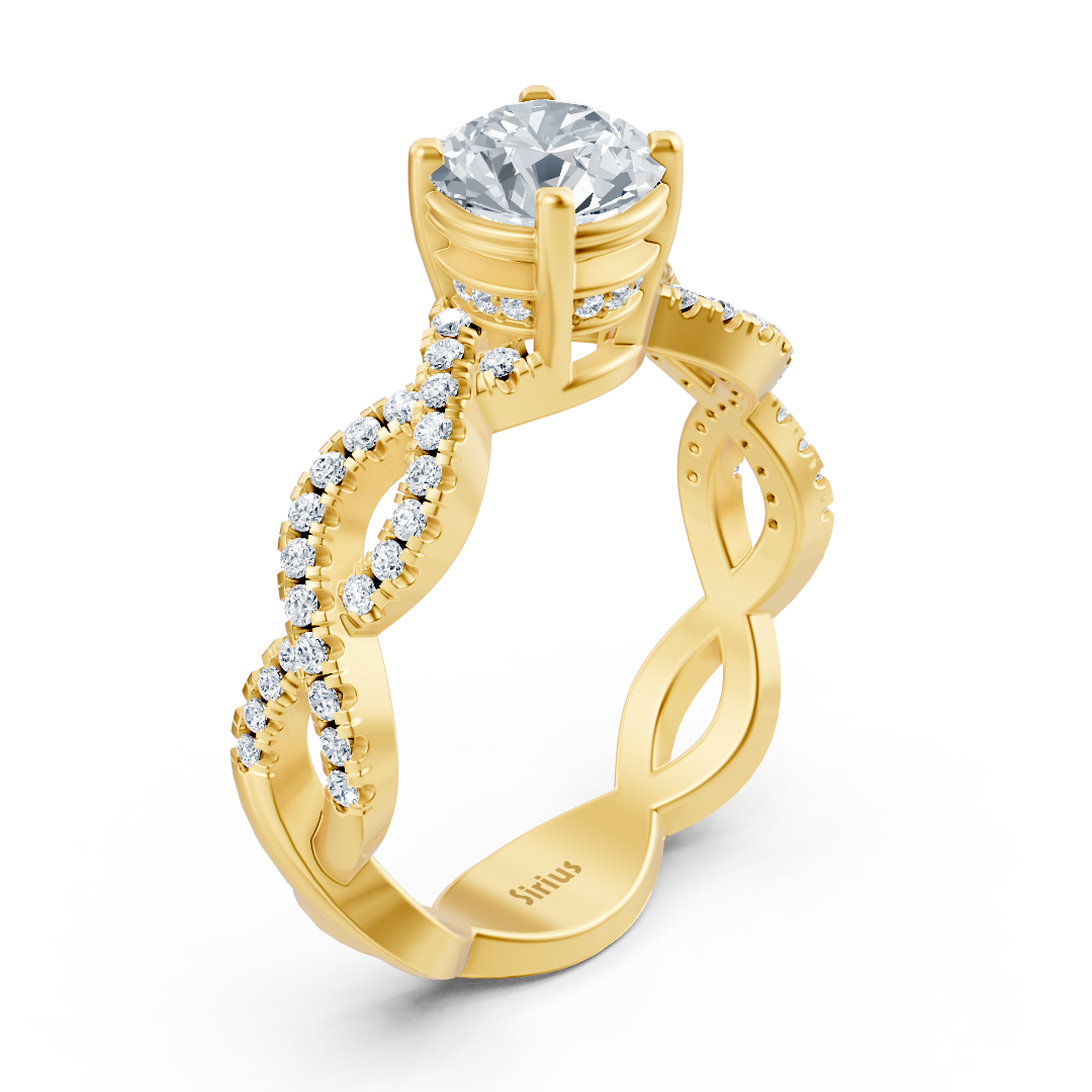 Yellow gold diamond engagement ring "Vine Tendril"