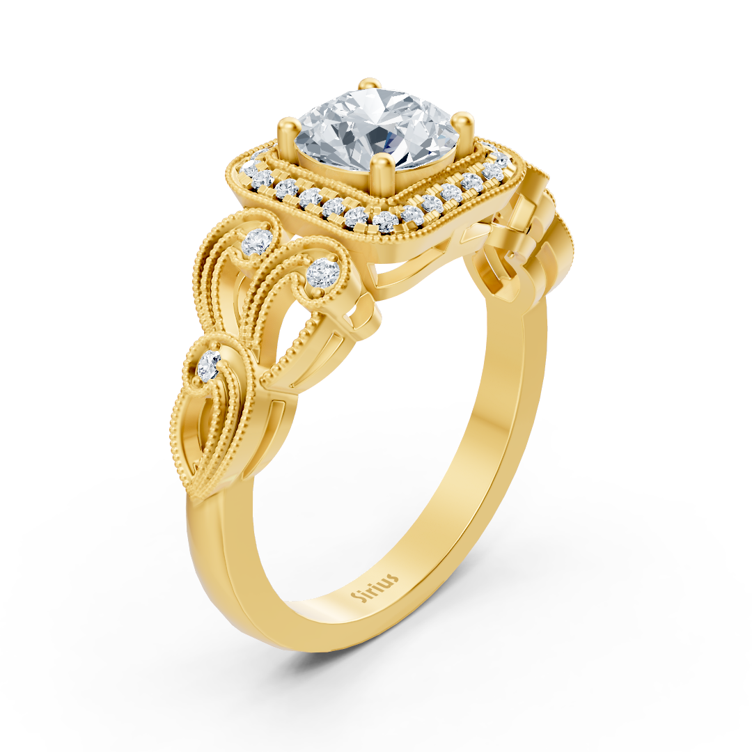 Vintage Romance 14 Karat Gelbgold Weisstopas Diamantring