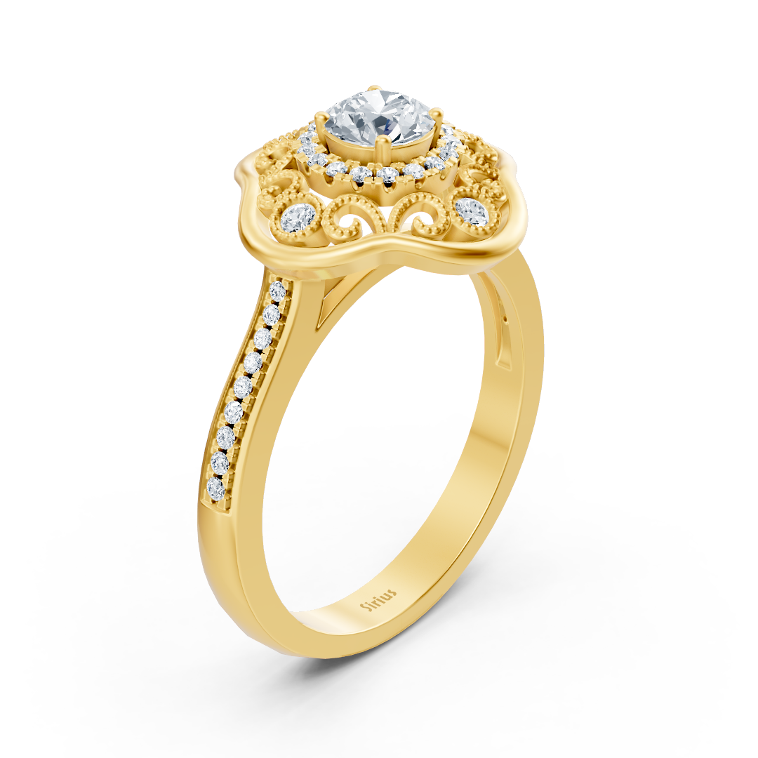 Bague Blooming Brilliance en or jaune 14 carats avec diamants et fleurs