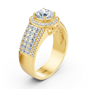 Bague triple couche en or jaune 14 carats avec diamants