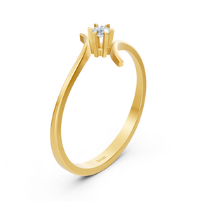 Yellow gold diamond solitaire ring simple