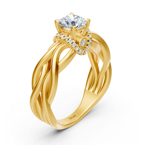 Gelbgold Diamant Twist Verlobungsring - Solitär Design