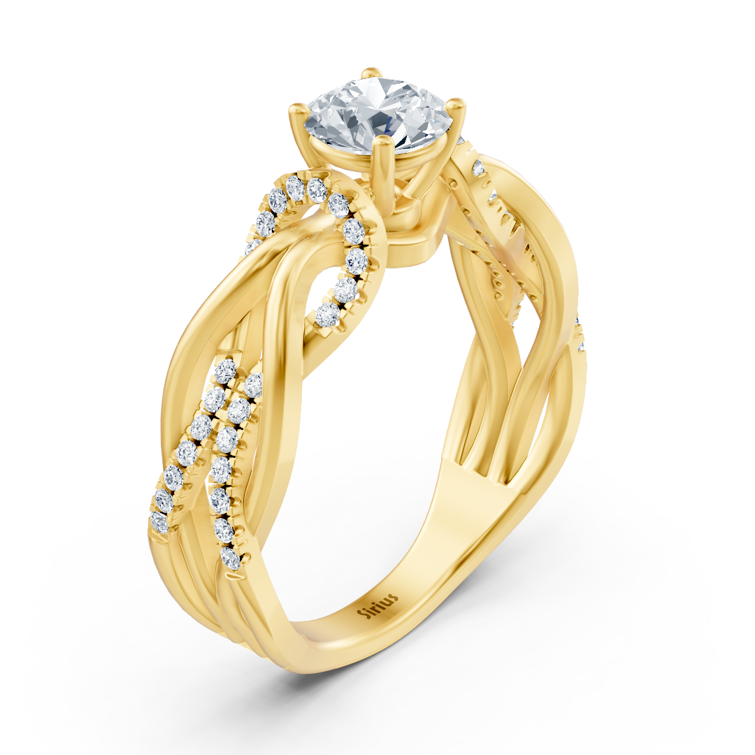Yellow gold diamond engagement ring "Intertwined Path"