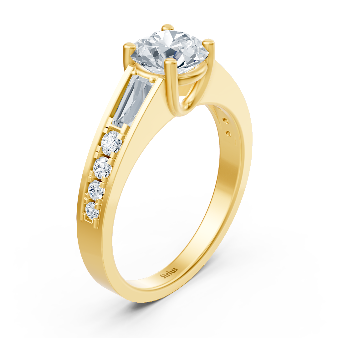 Yellow gold diamond ring with accent diamonds - 1.62ct total weight