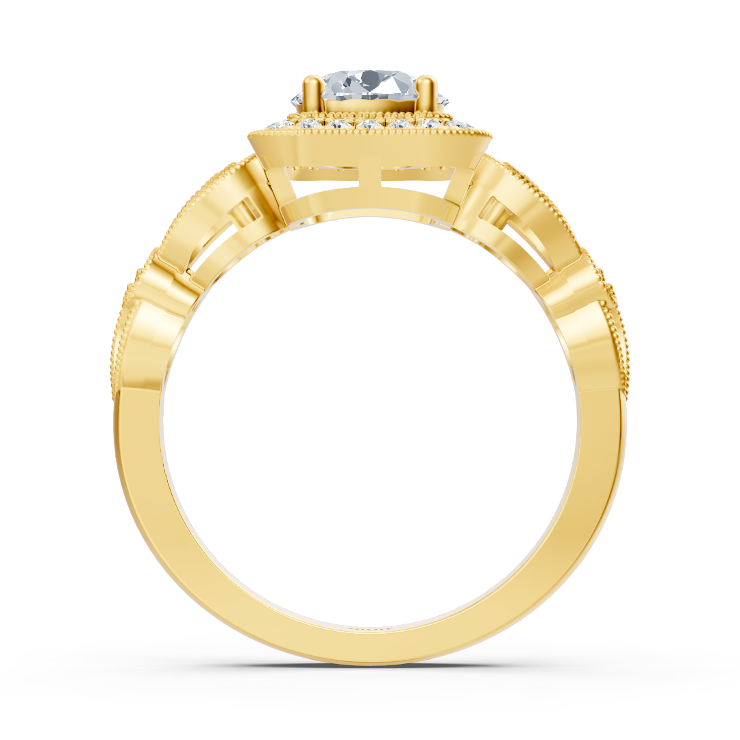 Vintage Elegance 14 Karat Gelbgold Weisstopas Diamantring