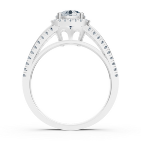 Zarter Halo Diamant Verlobungsring aus 14 Karat Weißgold