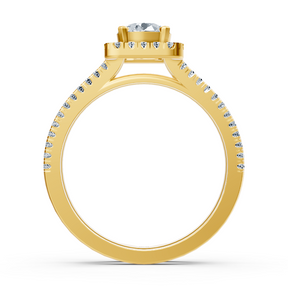bague halo de diamants en or jaune