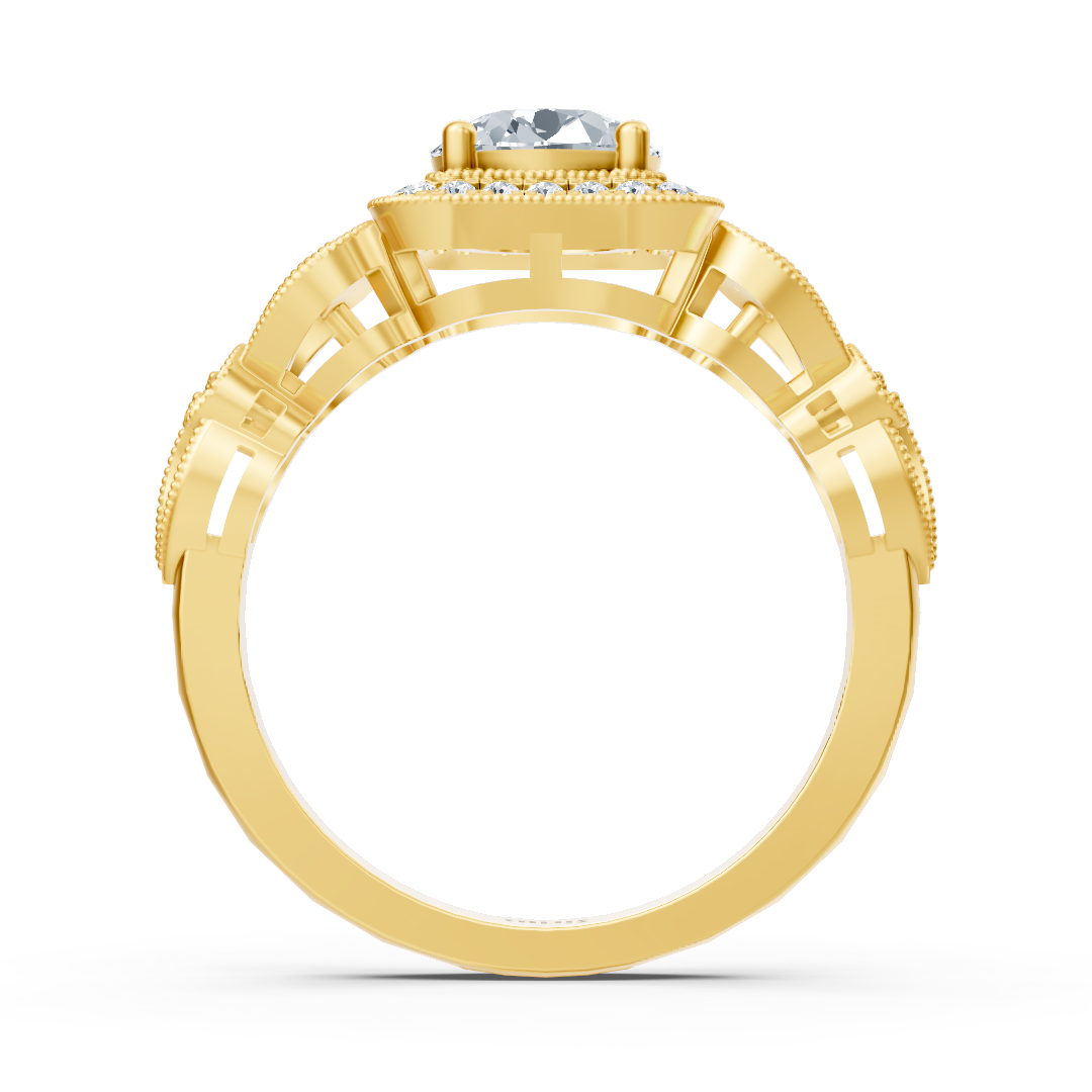 Vintage Romance 14 Karat Gelbgold Weisstopas Diamantring