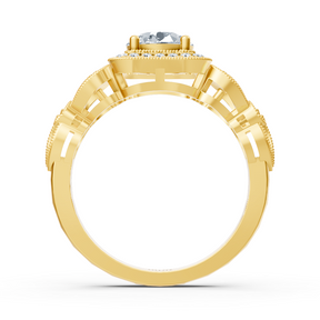 Vintage Romance 14 Karat Gelbgold Weisstopas Diamantring