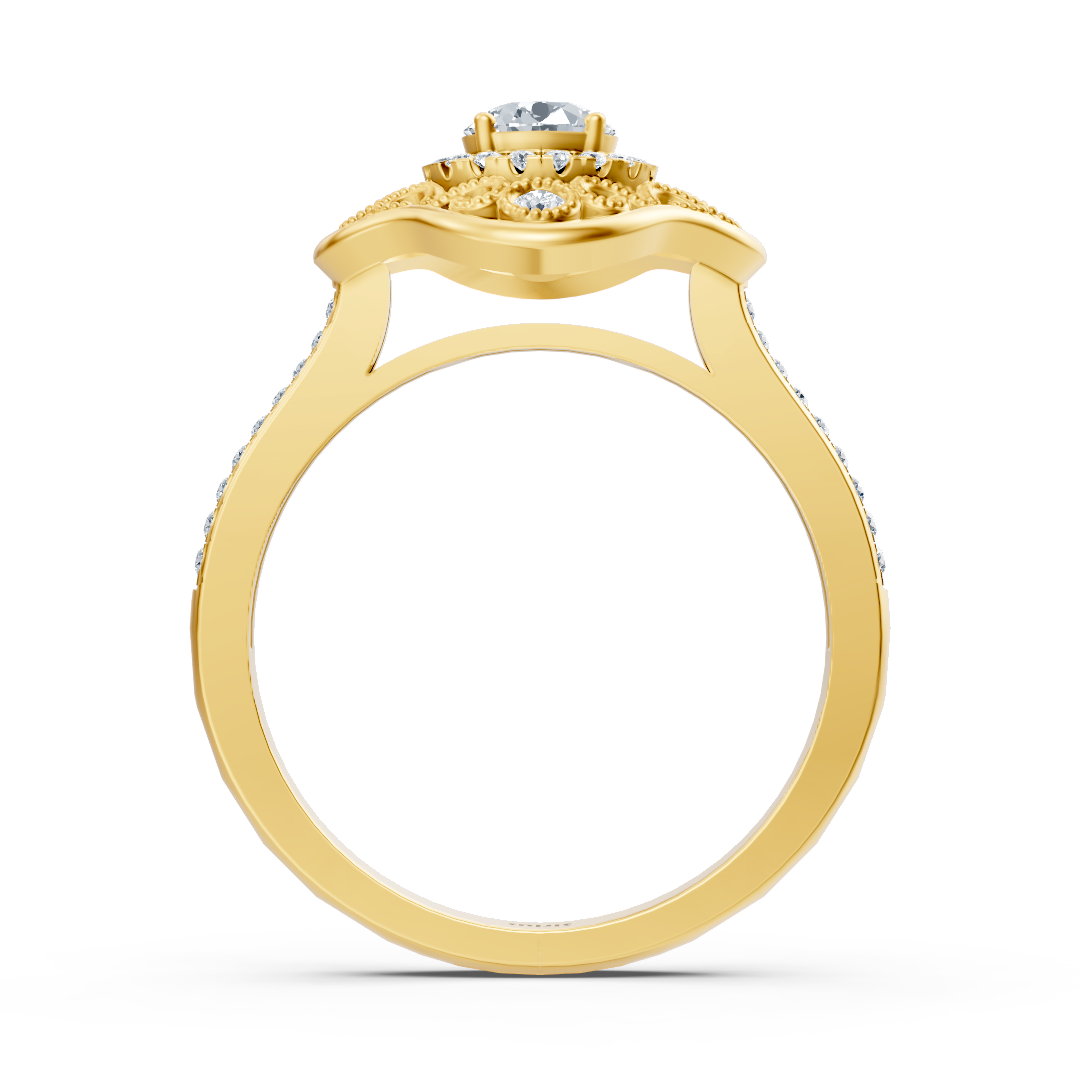 Bague Blooming Brilliance en or jaune 14 carats avec diamants et fleurs