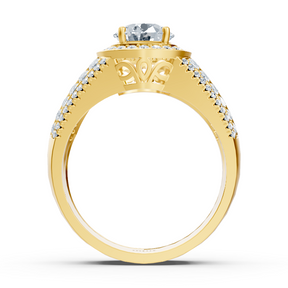 Bague triple couche en or jaune 14 carats avec diamants
