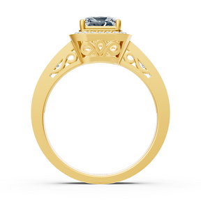 Prinzess Diamant Halo Ring 14K Gelbgold