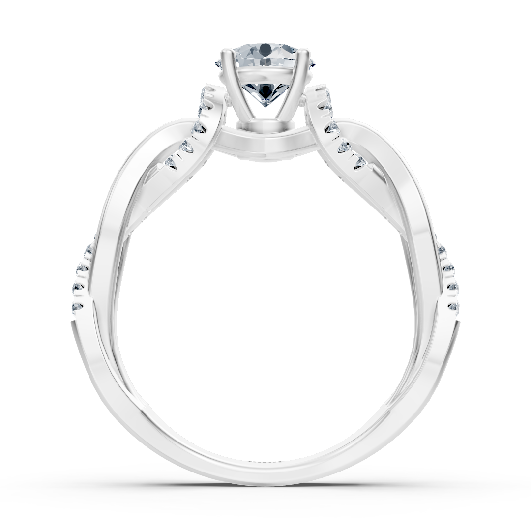Bague de fiançailles en or blanc et diamants « Chemin entrelacé »