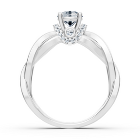 White Gold Diamond Twist Engagement Ring - Solitaire Design