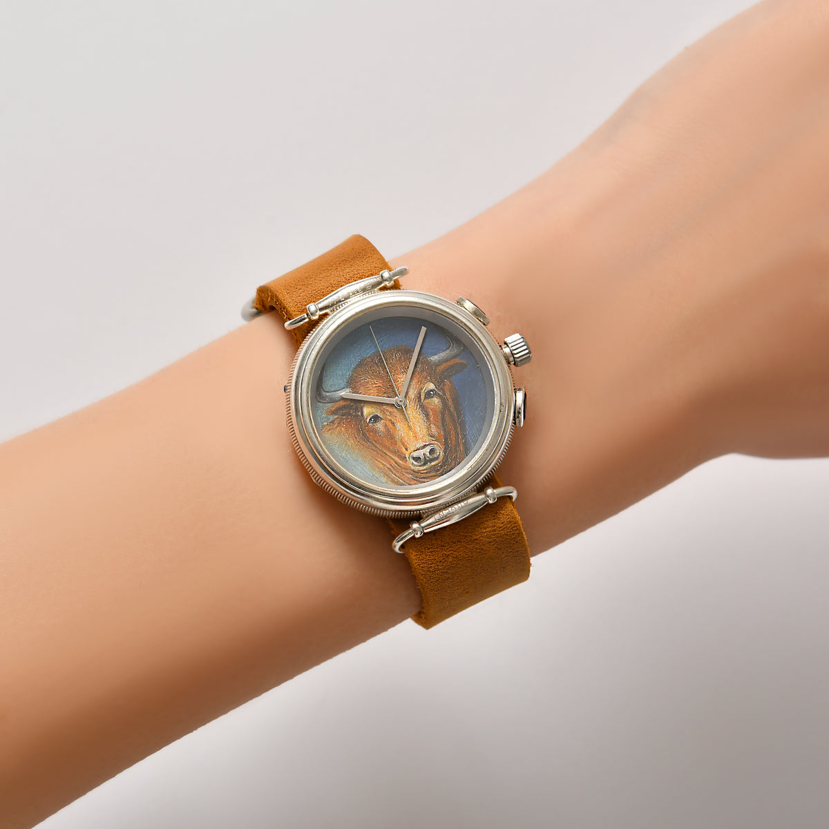 Luxury Watch with Bull Motif