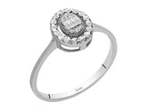Birgie Ovaler Diamantring mit Baguette- und runden Diamanten (0,06 Karat)